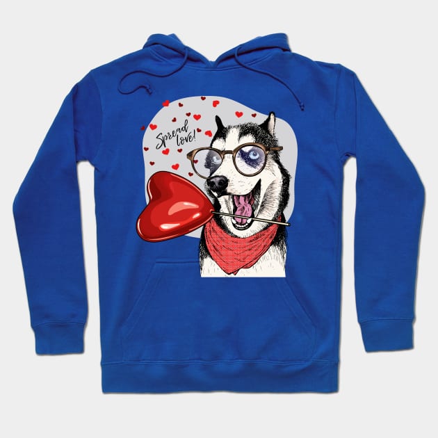 dog valentine spread love Hoodie by Mako Design 